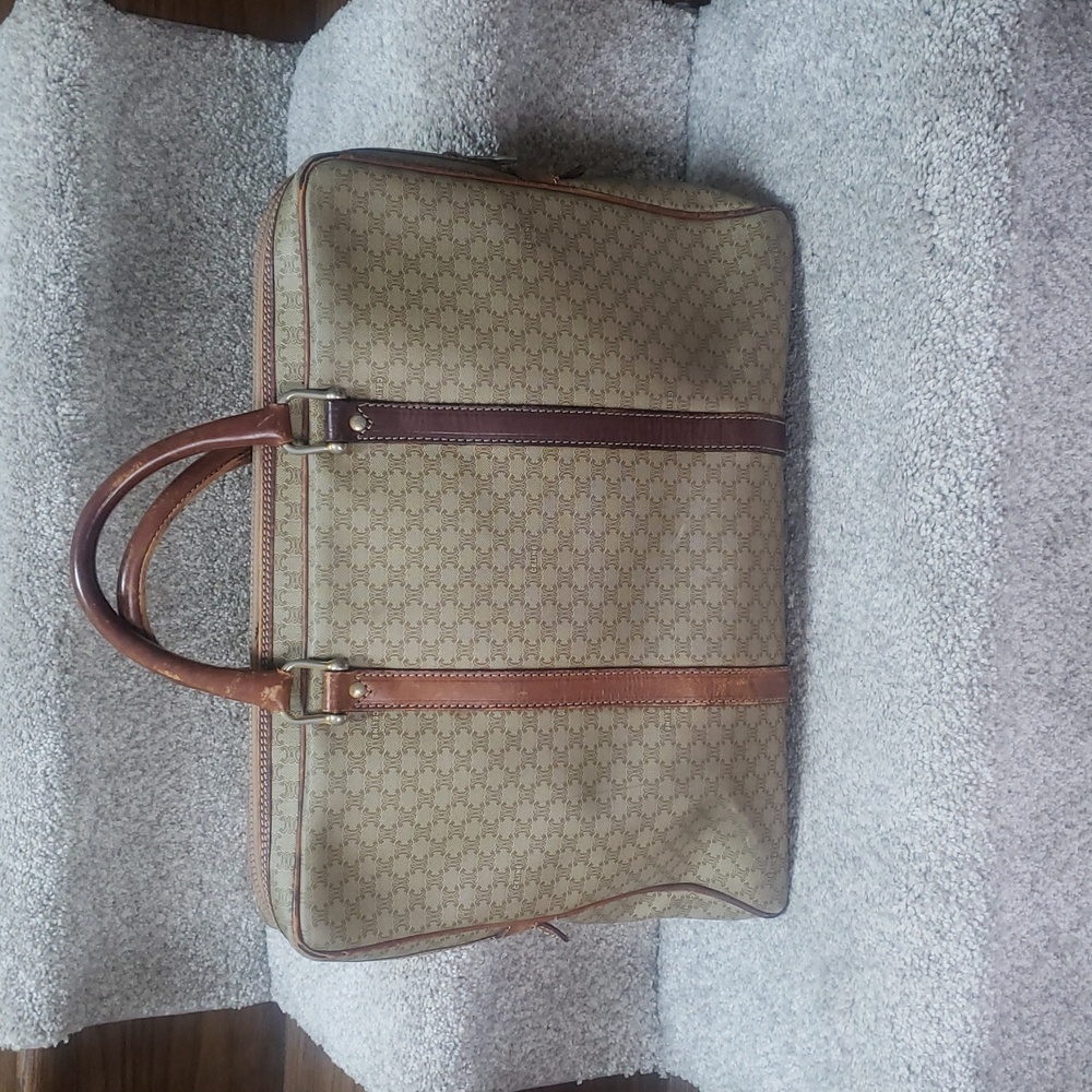 Celine Tan/Brown Leather/Coated Canvas Briefcase Document case Authentic Vintage - Picture 11 of 17